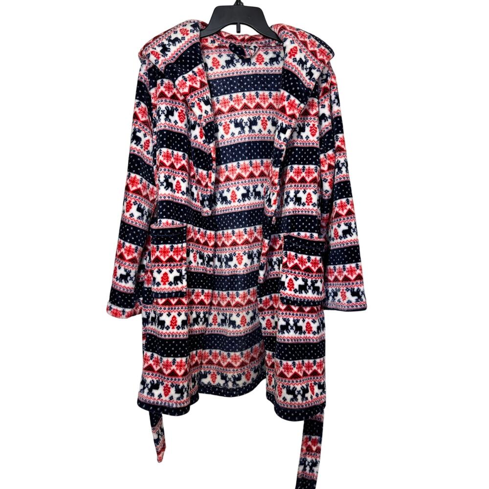 Cynthia Rowley short robe hooded loungewear sleepwear nordic print fair aisle